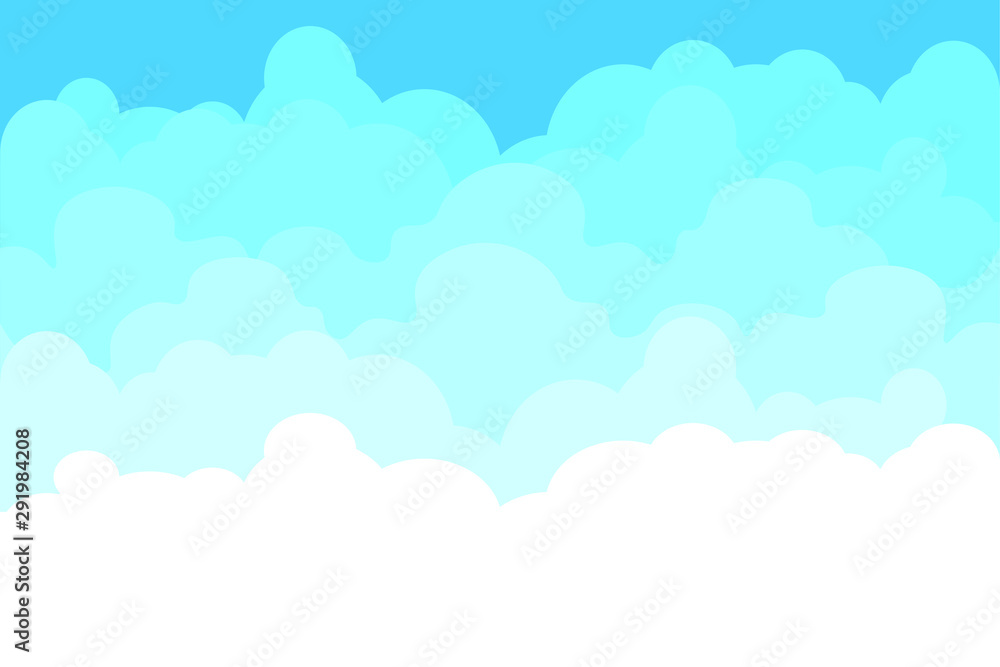 Cartoon style clouds, sky background. Vector illustration. seamless pattern.