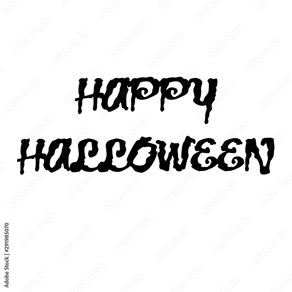 Happy Halloween text isolated on a white background. Calligraphy vector illustration