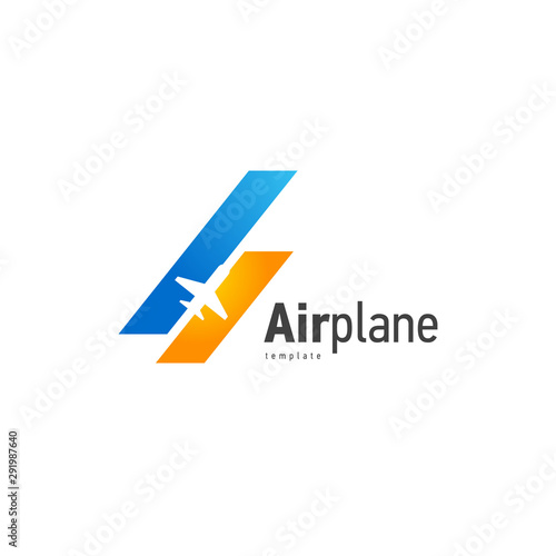 Airplane logo blue flight up stripes