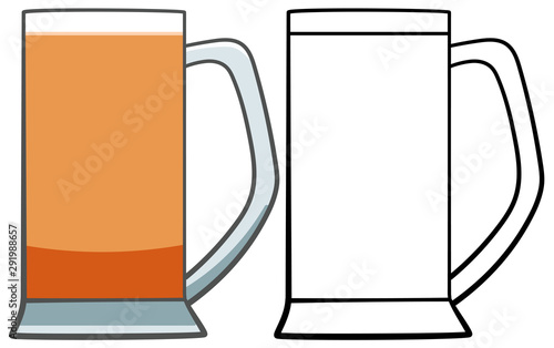 Beer glass with handle in colored and line version