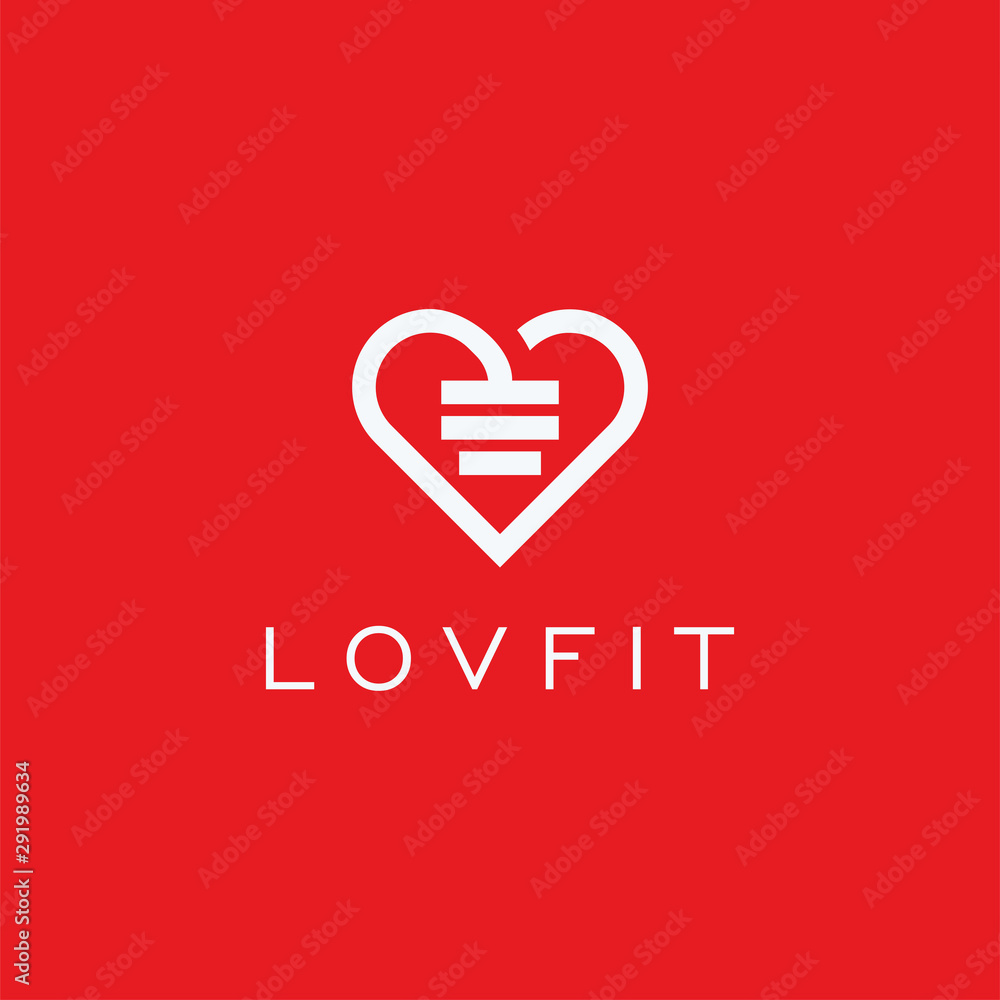 Heart dumbbell vector logo design. Love sport fitness icon logo Heart dumbbell vector logo design. Love sport fitness icon logo