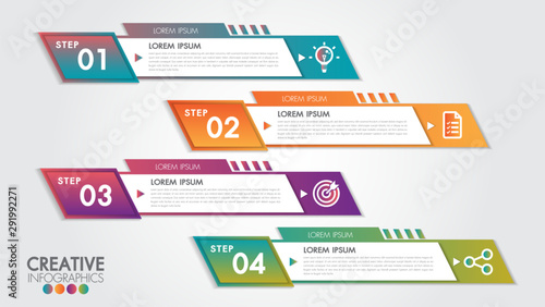 Abstract horizontal business banner geometric shapes with 4 step or options design web set template background or header Templates place for text.