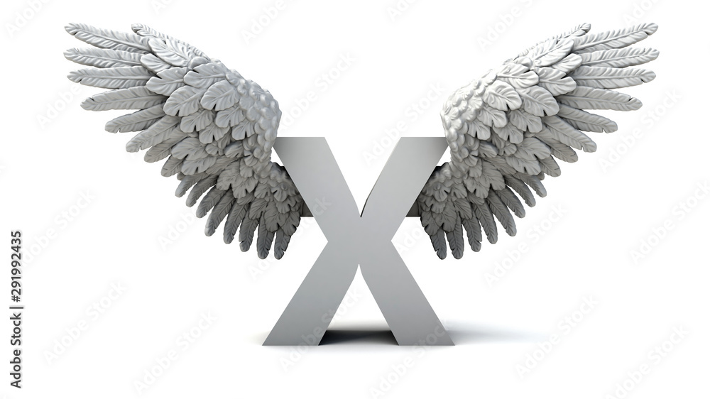 Fototapeta premium 3D illustration of letter X with wings