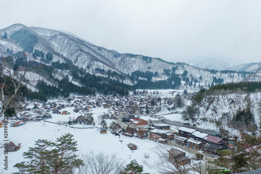 View of villages of Shirakawa-go winter japan
