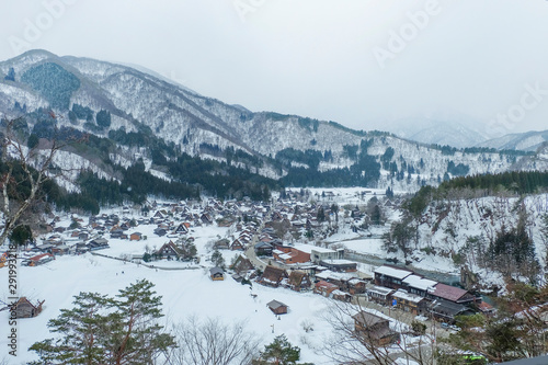 View of villages of Shirakawa-go winter japan