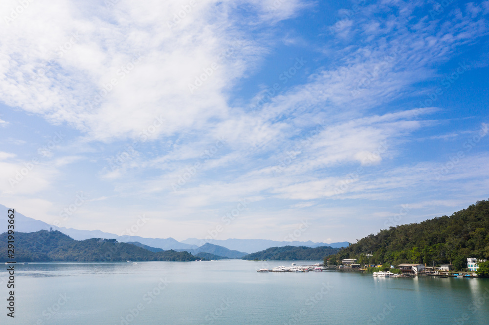 aerial view of famous Sun Moon Lake landscape aerial view of famous Sun Moon Lake landscape
