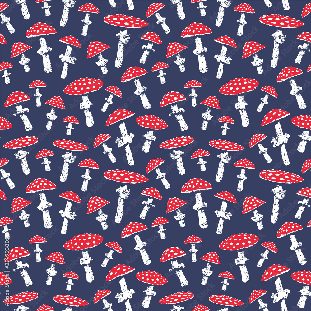 Fly Agaric Pattern. Endless Background. Seamless Fly Agaric Pattern. Endless Background. Seamless
