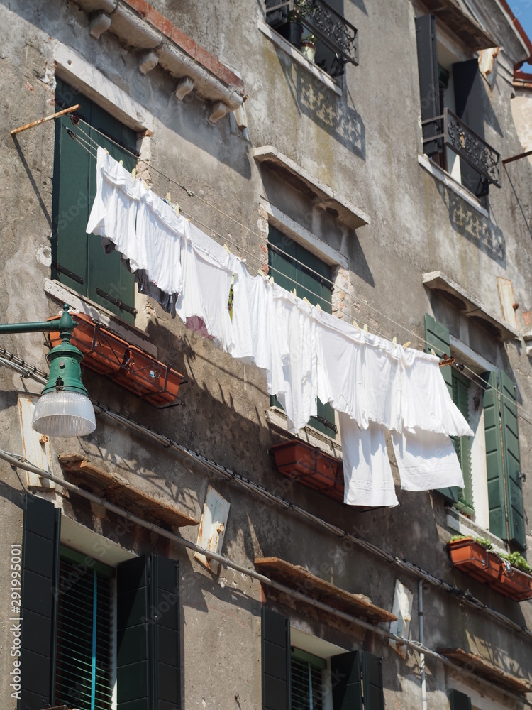 clothes line in the city