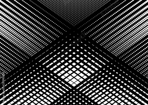 Matrix, grid, mesh pattern of intersecting irregular, dynamic lines. Trellis, lattice, grating illustration