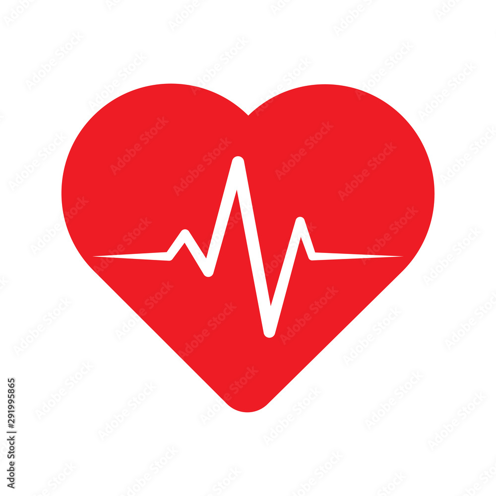 Heartbeat line in heart. Heartbeat line in heart.