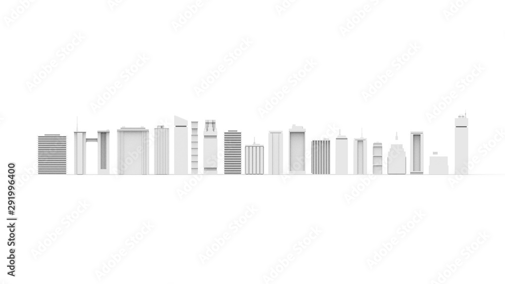 3d rendering of multiple buildings isolated in white studio background 3d rendering of multiple buildings isolated in white studio background