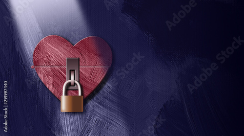 Graphic abstract closed heart with lock background heart photo