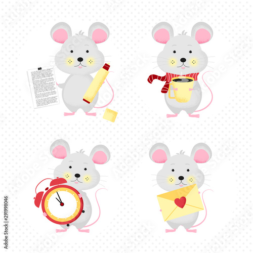 Animal symbol of 2020. Vector 