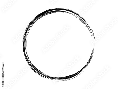 Grunge circle made of black ink.Grunge element isolated on white background.Oval paint element made for marking.