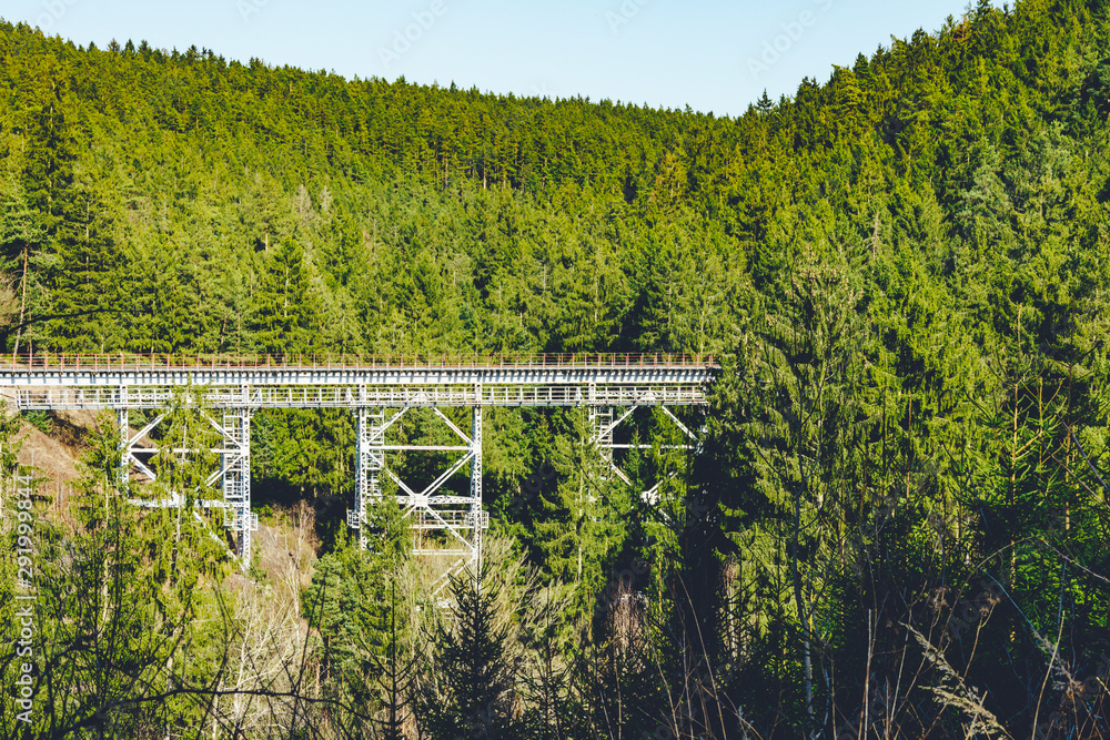 Landscape in summer with railway bridge