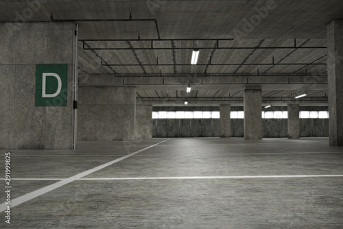 Empty underground parking. 3d render