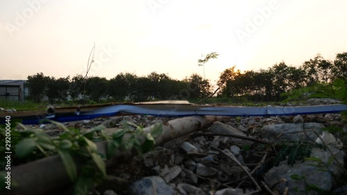 Wallpaper Mural Close up dirt way with grass in twilight evening. Torontodigital.ca
