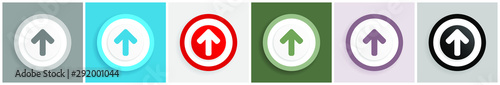 Up arrow icon set, colorful flat design vector illustrations in 6 options for web design and mobile applications