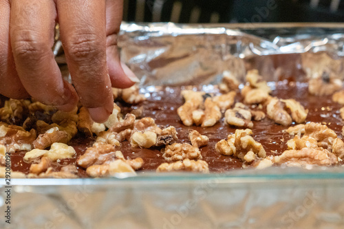 making chocolate brownies