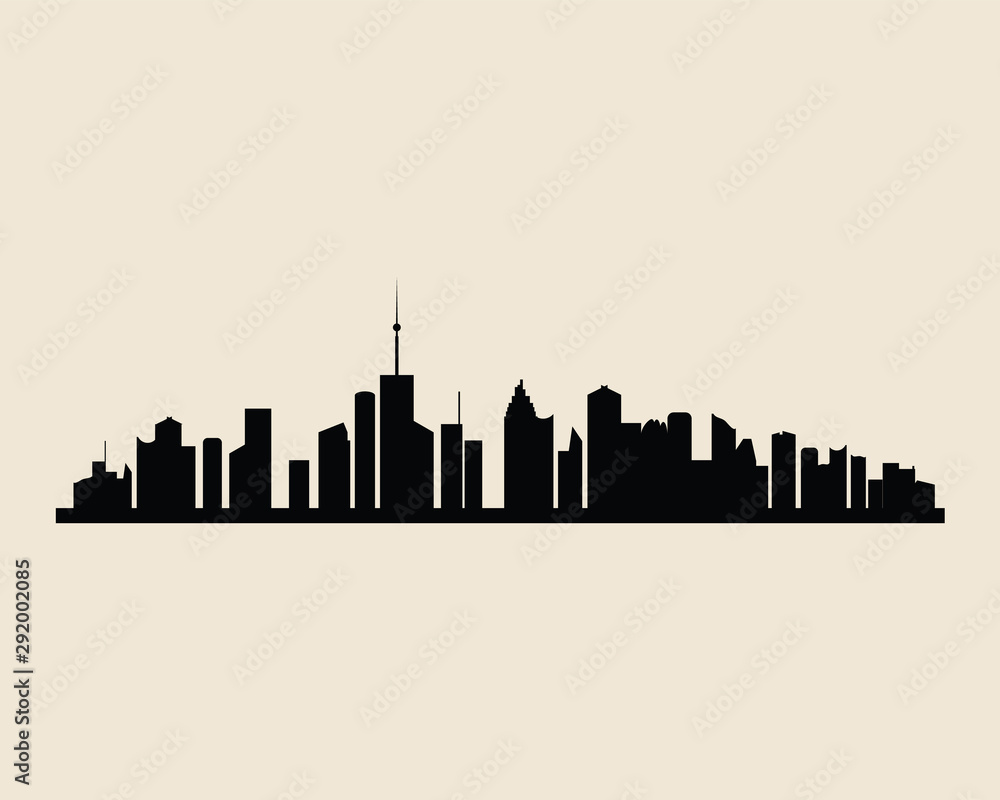 Cities silhouette illustration. Black town skyline background