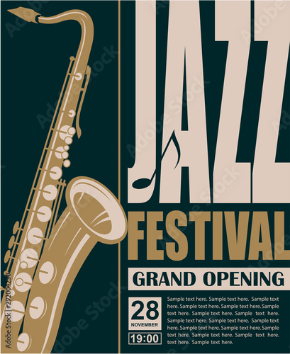 jazz live music festival poster with saxophone