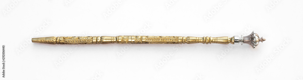 battle golden magic staff on a white background battle golden magic staff on a white background