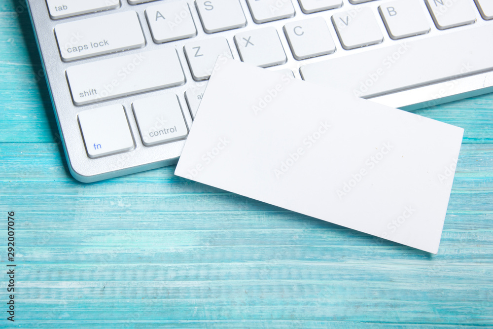Business cards blank. Mockup on color background. Flat Lay. copy space for text Business cards blank. Mockup on color background. Flat Lay. copy space for text