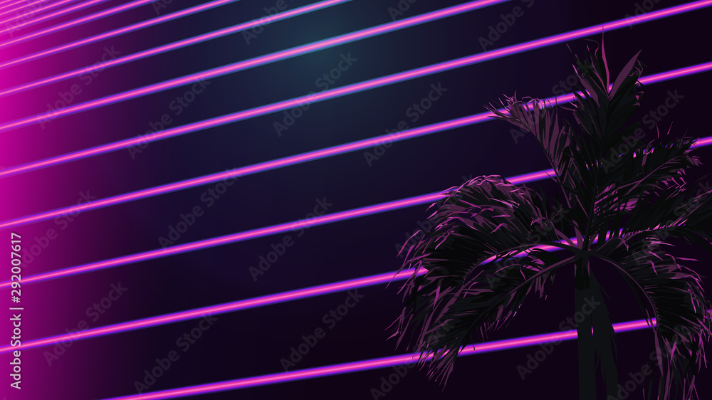 Obraz premium neonowy pasek o tropikalnej estetyce