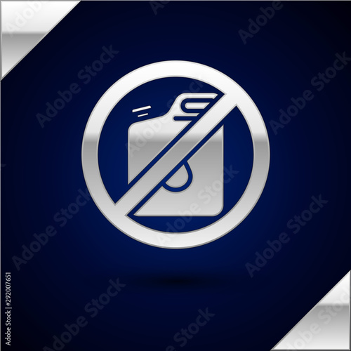 Silver No canister for gasoline icon isolated on dark blue background. Diesel gas icon. Vector Illustration