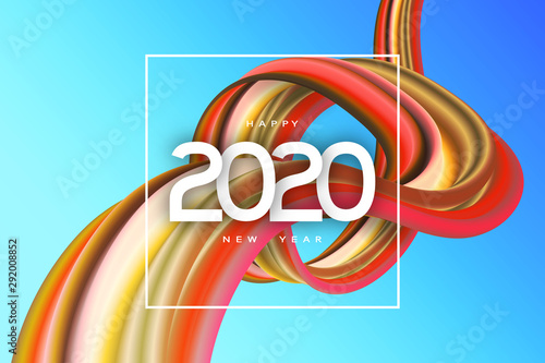 Happy New Year 2020 Art Background.