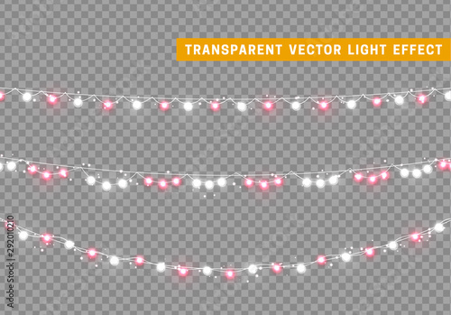 Christmas lights isolated realistic design elements.