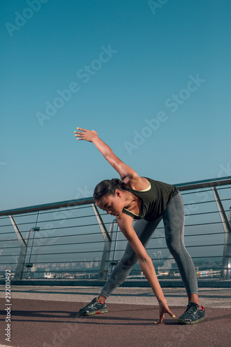 Arms workout of the sportswoman stock photo