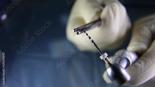 Demonstration of how flexible Nickel-titanium file.Endodontics.Root canal treatment