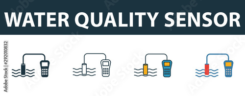 Water Quality Sensor icon set. Premium symbol in different styles from sensors icons collection. Creative water quality sensor icon filled, outline, colored and flat symbols