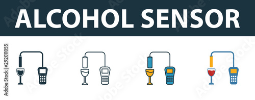 Alcohol Sensor icon set. Premium symbol in different styles from sensors icons collection. Creative alcohol sensor icon filled, outline, colored and flat symbols