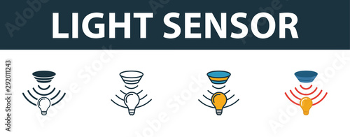 Light Sensor icon set. Premium symbol in different styles from sensors icons collection. Creative light sensor icon filled, outline, colored and flat symbols