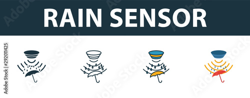 Rain Sensor icon set. Premium symbol in different styles from sensors icons collection. Creative rain sensor icon filled, outline, colored and flat symbols