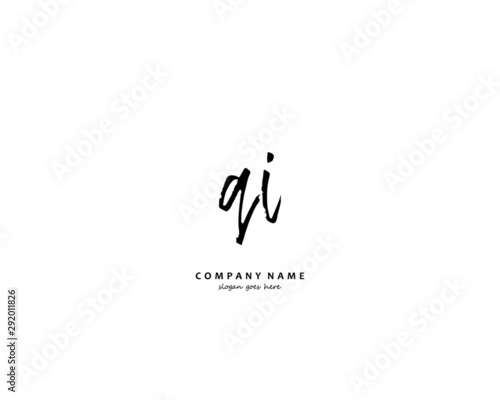 QI Initial handwriting logo vector