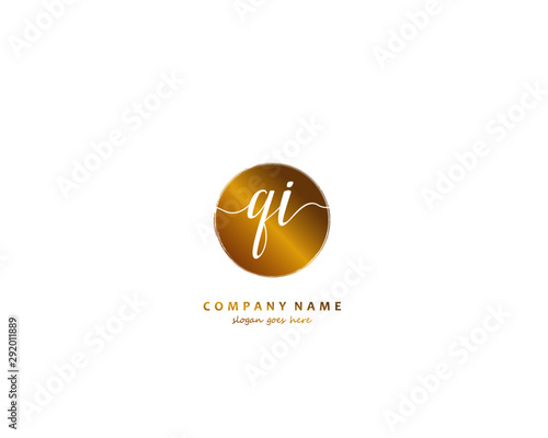QI Initial handwriting logo vector