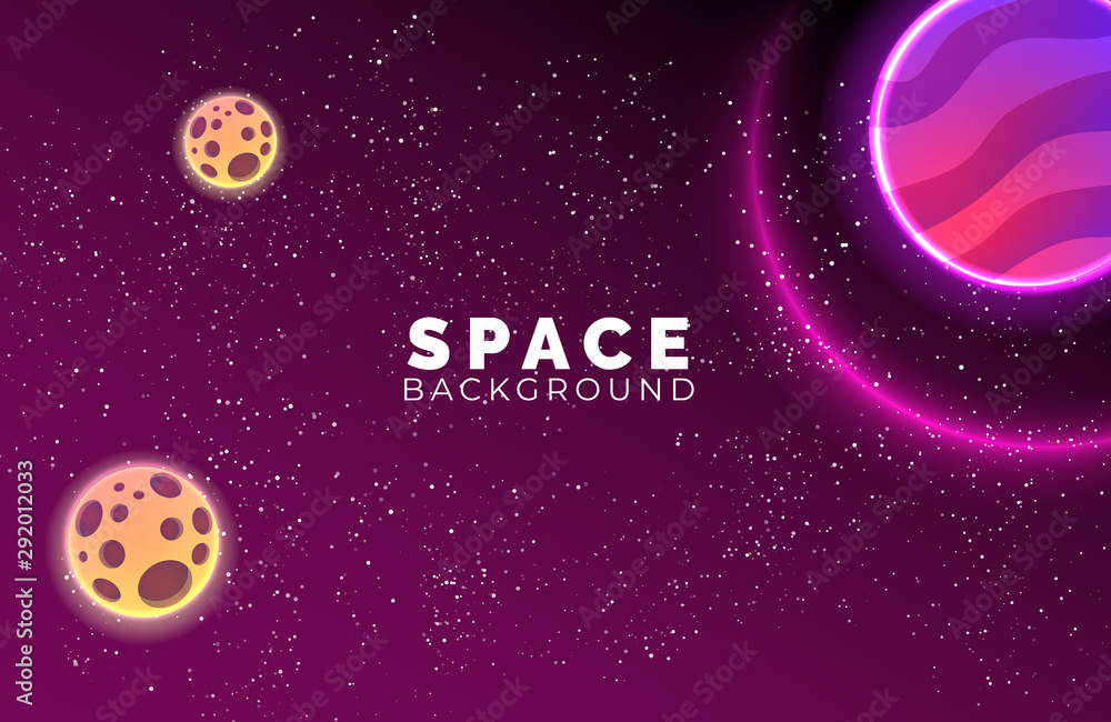 Space galaxy background with stars and planets. Background template for web design, landing page, poster illustration Space galaxy background with stars and planets. Background template for web design, landing page, poster illustration
