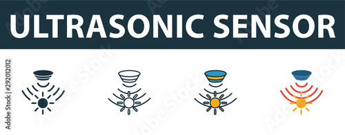 Ultrasonic Sensor icon set. Premium symbol in different styles from sensors icons collection. Creative ultrasonic sensor icon filled, outline, colored and flat symbols