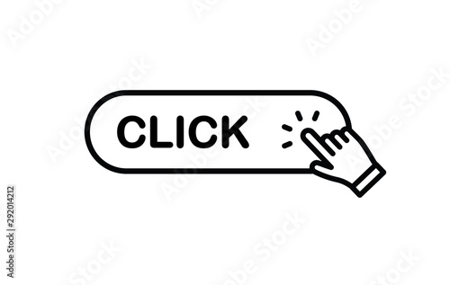 Click here button with hand clicking icon.