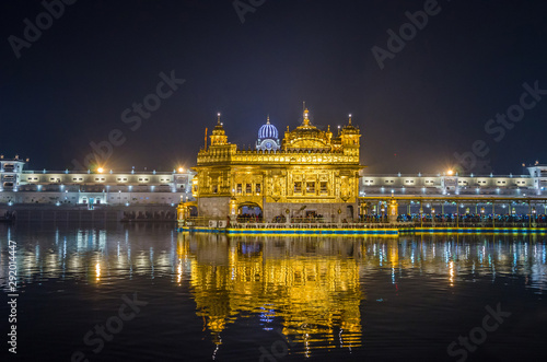 Golden Temple at night in Amritsar, Punjab, India.