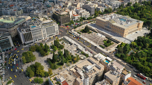 Greek Parliament building view in centre of Athens, Syntagma square, Attica, Greece