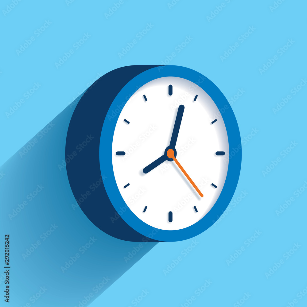 3d Clock icon in flat style, timer on color background. Business watch. Vector design element for you project 3d Clock icon in flat style, timer on color background. Business watch. Vector design element for you project