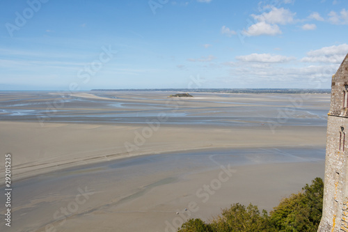 Bay of Mont Saint-Michel view from its ramparts at low tide