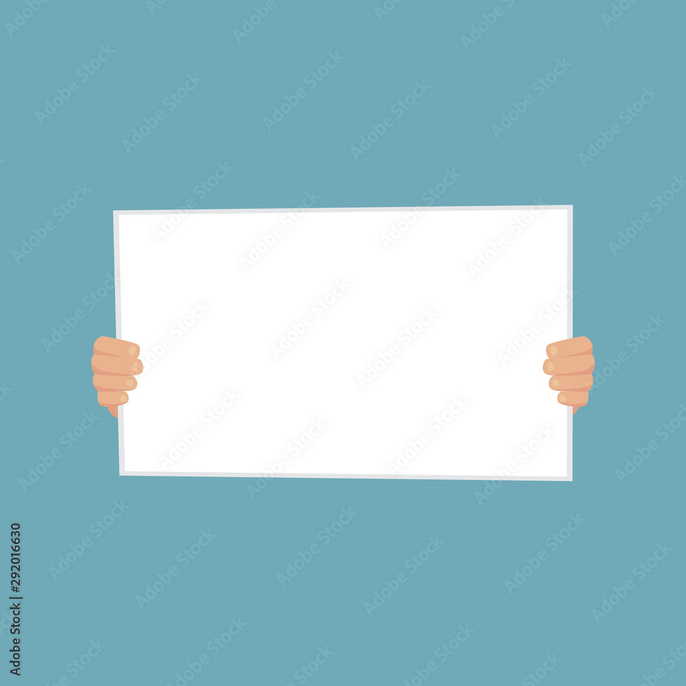 Two Hand holding white blank empty banner, paper. Two Hand holding white blank empty banner, paper.
