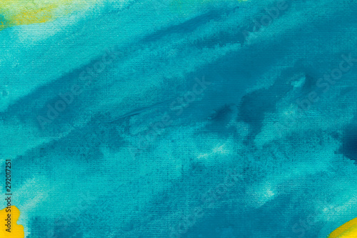 Fototapeta Naklejka Na Ścianę i Meble -  Abstract turquoise watercolor background. Blue color splashing in the paper.