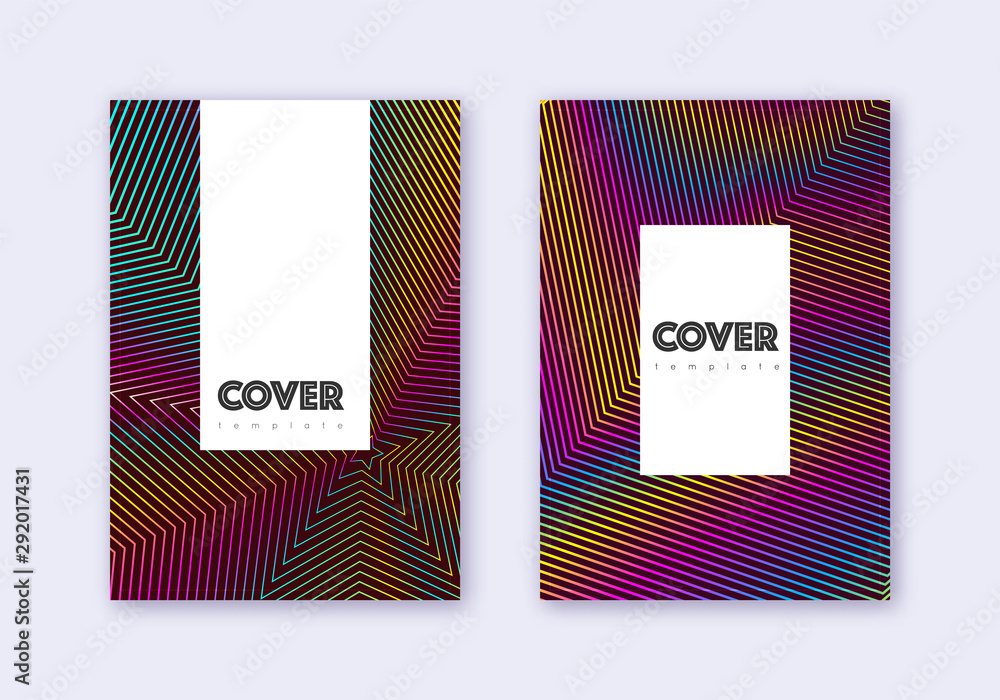 Hipster cover design template set. Rainbow abstrac Hipster cover design template set. Rainbow abstrac