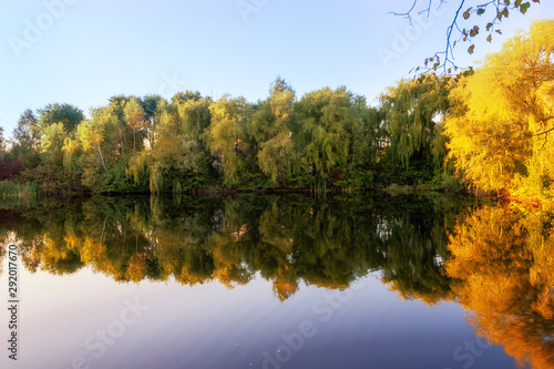 Landscape lake during beautiful sunrise photo